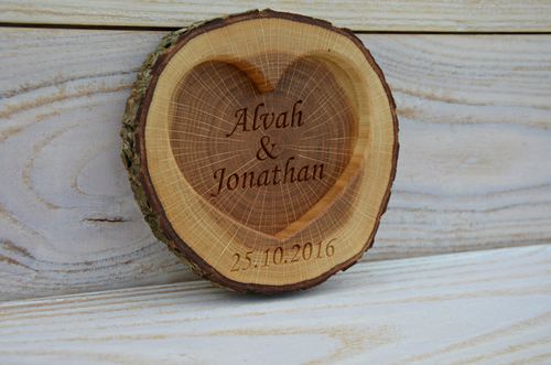 Personalized Rustic Wood Ring Holder Rustic Wedding Ring